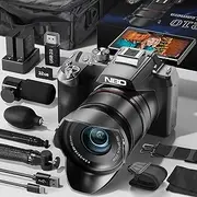 NBD 5K DSLR Camera, 64MP Ultra HD, 16X Optical Zoom, Wi-Fi App Control, Autofocus, Anti-Shake, 180° Flip Screen, Includes 32GB SD Card & 2 Batteries(Black)