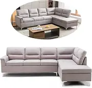 2.8m Sofa Right Corner Chaise Fabric Sectional Lounge Set Suite Couch Seater Grey