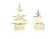 Yankee Candle Gold Tree Tea Light Candle Holder Set of 2 Die Cut Trees