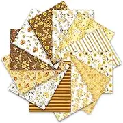 Whaline 12Pcs Summer Cotton Fabric Bundles Watercolor Bee Honeycomb Sunflower Fat Quarters Bee Day Quilting Patchwork Squares for DIY Handmade Craft Decor, 18 x 22 Inch