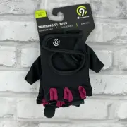 Champion Training Gloves Womens XS Black/Pink Comfort Grip Adjustable Pull Tab