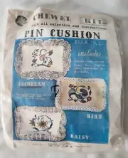 Vintage Crewel Kit Pin Cushion 7x10 Vineyard Haven Mass Jacobean NOS