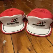 2x Lot Vintage 80s 1985 Formula 1 Maclaren Three Stripe Hat White Red Brand New