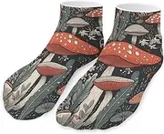 [QMNVBDS] Red And White Mushroom Socks Ankle Length Socks Casual Short Socks for Women Men Low Cut Sports Socks Running Socks No Show Socks Ankle Socks Athletic Socks Workout Socks, Style, One Size