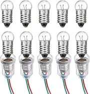 sourcing map 1.5V/0.3A E10 Mini Light Bulbs, 1Set Miniature Screw Bulbs Flashlight Bulbs for Scientific Experiment Lighting DIY Accessories, Warm Yellow Light