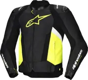Alpinestars Missile V3 Airflow perforated Motorcycle Leather Jacket, black-white-yellow, Size 48 for Men Black White Yellow