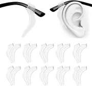 PTSLKHN Soft Silicone Eyeglass Ear Hooks, 10 Pairs of Non-Slip Eyeglasses Ear Grips for Glasses, Sunglasses, Reading Glasses