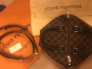 二手真品 LV 棋盤格 Speedy 25cm 波士頓包 旅行袋 斜背包