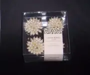 CYNTHIA ROWLEY Ivory Pearl Burst BEADED NAPKIN RINGS SET of 4 NIB