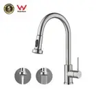 WELS Kitchen Mixer Tap 2-Mode Swivel Spout Pull Out Sink Faucet Brushed Nickel