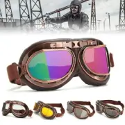 Vintage Retro Motorcycle Helmet Aviator Pilot Flying Goggles Glasses ATV Eyewear
