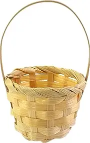 Flower Girl Basket - Rustic Basket with Handle - Miniature Woven Decor, Desktop Ornament For Home Wedding Garden Picnic Outdoor Gathering Farmhouse Decor
