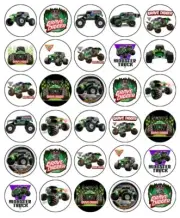 Monster Truck Grave Digger Edible Cake Topper Wafer Cake Decorations (2 Sizes)