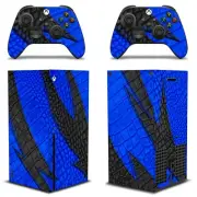Skin Wrap FOR XBOX SERIES X Gaming Console+2 Controller Sticker Decal DragN-Blue