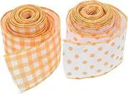 Garneck 2pcs Yellow Webbing Ribbon Wreath Bouquet Accessories Graduation Season Bow Door Decorations Bow Tie Wedding Invitation Accessories Wedding Decorations Polyester
