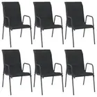 Set Of 6 Outdoor Chairs Modern Style Steel Frame Textilene Fabric With Padding