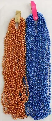 Mardi Gras Beads Orange & Royal Blue Mix Disco 33" Football Party 2 Dz 24 Strand