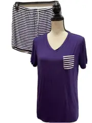 HOTOUCH Womens Pajama Set Two Piece Sleepwear Soft Pj Shorts Size Large