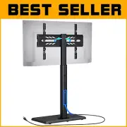 Durable Wood Base TV Stand with 3 Power Outlets & Swivel Mount, Max VESA 600