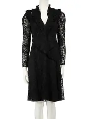 Black Lace Ruffle Trim Dress