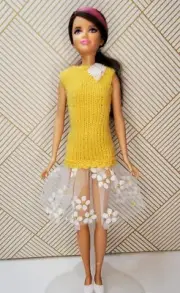 1:6 scale doll clothes fit 10" Skipper doll handmade (hand knitted) dress