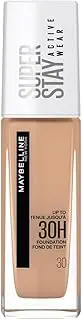 Maybelline New York Liquid Foundation, Lightweight Feel, Water-, Sweat and Transfer Resistant, Long-Lasting, Superstay Active Wear 30 Hour, 30 Sand, 30 ml
