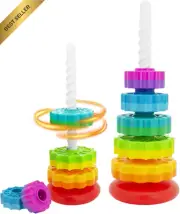 Rainbow Ring Stacker, Montessori Baby Spinning Toy, Sensory Learning