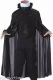 Black Adult MAGIC CAPE Magicians Vampire Dracula Magic Wizard Costume Long Prop