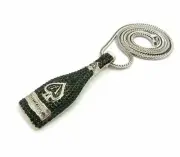HIP HOP ICED SILVER PT ACE OF SPADE LIQUOR BOTTLE PENDANT & 36" FRANCO CHAIN