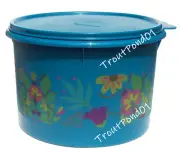 Tupperware Stacking Nesting Canister Blue Flowers Storage Container Seal 14 Cups