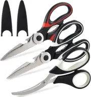 3 PACK Stainless Steel Kitchen Shears Heavy Duty Scissors For Meat Fish Chicken