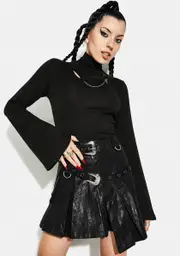 [Punk Rave] Punk Strap Chain Trumpet Sleeve Shirt