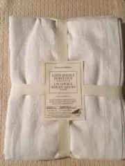 Williams Sonoma 70x90 Linen Double Hemstitch Tablecloth Cream/Ivory NWT