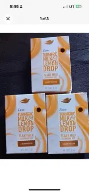 LOT OF 3 DOVE Turmeric Milk & Lemon Drop Plant Milk Cleansing Bar Soap