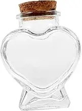 Amosfun Heart Shaped Glass Bottle with Cork DIY Craft Container for Wishes and Decor for Parties and Weddings Lightweight and Versatile Storage