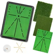 3 in 1 Golf Hitting Mat with Clear Swing Path Feedback, 13 * 17in Replaceable...