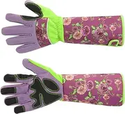 Women Gardening Gloves - Pruning Gloves Breathable Puncture Resistant Gauntlet - Flower Pattern Flexible Gauntlet for Digging, Planting, Raking, Pruning