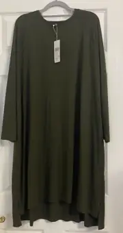 NWT $178 Eileen Fisher Seaweed Tencel Lyocell Crew Neck Dress 1X 2X