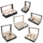 3/6/10 Grids Watch Box PU Leather Watch Case Holder Organizer Storage Box