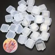 40pcs Mini Clear Small Plastic Storage Box Hook Jewelry Earplugs Container Case