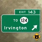 New Jersey parkway exit 143 Irvington Route 124 freeway road sign Garden 22x13