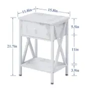 VECELO Side End Table Night Stand 21.7" H X 11.8" W, X-Design W/ 1 Bin Drawer