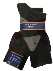 Dockers Men's Argyle/Solid Crew Socks 2 Pair Charcoal