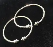 Pair Of Classic Plain Pine Head Handmade West Indian Sterling Silver Bangles