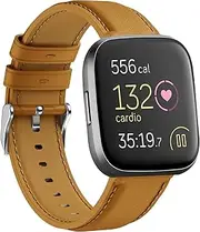 [YASPARK] Leather Bracelet for Fitbit Versa 2, Elegant Genuine Leather Strap for Fitbit Versa 2, Fitbit Versa, Fitbit Versa Lite, Fitbit Versa SE, Leather Wristbands for Men and Women
