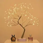 Firefly Bonsai Tree Light - 20'' Artificial Tabletop Fairy Light Tree Lamp -USB/Battery Touch Switch, Deco of Children's Room, Bedroom, Living Room, Party Wedding and Christmas
