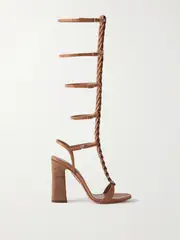 [Aquazzura] Aquazzura - Destiny Gladiator 105 Braided Leather Sandals - Tan - IT38 IT 38 Brown