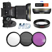 WIDE ANGLE + MACRO LENS + HD 3 FILTERS FOR Sony Alpha a7 IV WITH 28-70mm Lens