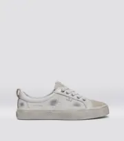 Women's Warm White Vintage Soft Grain Leather & Suede Low Top Sneakers | OCA Low