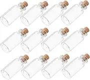 TOGEVAL 12pcs Mini Cork Glass Bottles Versatile DIY Craft Vials for Wishes Messages Decorations Delicate Glass Jars with Corks for Weddings Parties